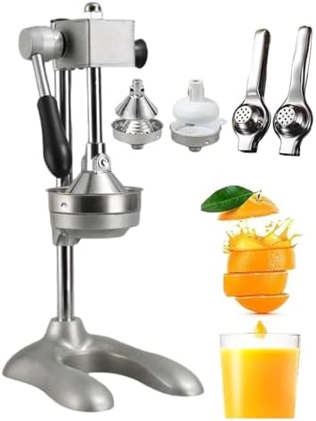 Cast Iron Citrus Juicer - Heavy-Duty Countertop Squeezer with 2 Moulds & 2 Mini Juicers for Fresh Juice - Durable Black Cast Iron Design