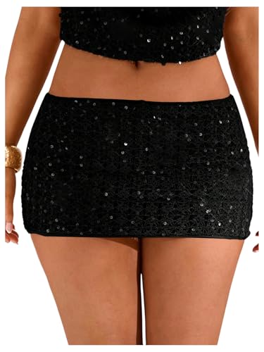 MakeMeChic Women's Sequin Sparkly Short Skirt Low Waist Bodycon Party Skirts