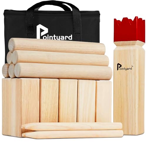 Pointyard Kubb Yard Game Set, Outdoor Game for Adults & Family, Premium Wooden Mallets Toss Game,Fun