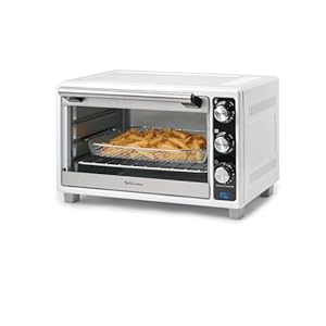 Betty Crocker Air Fryer Convection Toaster Oven, Multifunction 6-Slice Toaster and Air Fryer Oven, 0.8 Cu. Ft. 6 Slice Capacity AirFryer Toaster Oven Combo, 7 Function Convection Oven, White