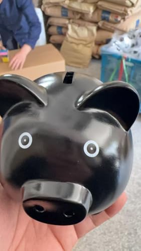 H&W Sparschwein, Kunststoff-Spardose, unzerbrechliche Sparschweine, niedliche Sparschweine, erste Spardose, beste Geburtstagsgeschenke, Heimdekoration (schwarz)