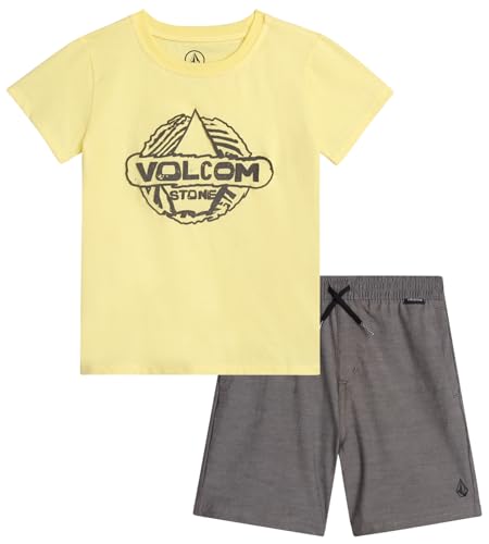 Image of Volcom Toddler Baby Boy Shorts Set - 2 Piece Short Sleeve Graphic Tees and Tech Stretch Shorts for Boys Infant Summer Clothes