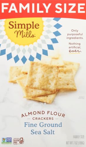 Image of Simple Mills Almond Flour Crackers, Family Size, Fine Ground Sea Salt - Gluten Free, Vegan, Healthy Snacks, 7 Ounce (Pack of 2)