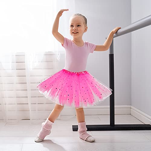 Molain Layered Tutu Skirt Dresses Toddler Dress Fancy Costume Tie Dye Shorts Baby Kids Girls Women Princess Ballet Dance (Dark Pink Star) #TOP6