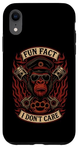 Fun Fact I Don't Care Gorilla Skull Biker Moto Drôle Coque pour iPhone XR