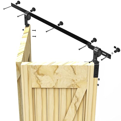 QINAIXQM 76CM/2.5FT Bifold Schiebetürbeschlag Schiebetürsystem Schiebetür Komplettset Schwarz für 2 Holztür 36cm Breit für 60-70 cm