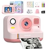 キッズカメラ プリントカメラ 感熱紙印刷 子供 プレゼント - AWANFI トイカメラ インスタントカメラ 女の子 男の子 小学生 4歳 5歳 6歳 7歳 8歳 9歳 10歳 - 子供用デジタルカメラ 誕生日 子供の日 クリスマス 新年 ギフト おもちゃ 3～12歳向け ピンク