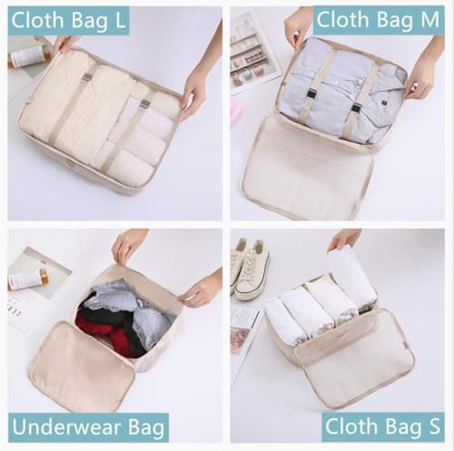 Image of Travel Packing Cubes 7 Pcs Set with Laundry Bag | Portable Luggage Organizer Bags for Clothes, Shoes & Toiletries | Lightweight Foldable Travel Storage Set