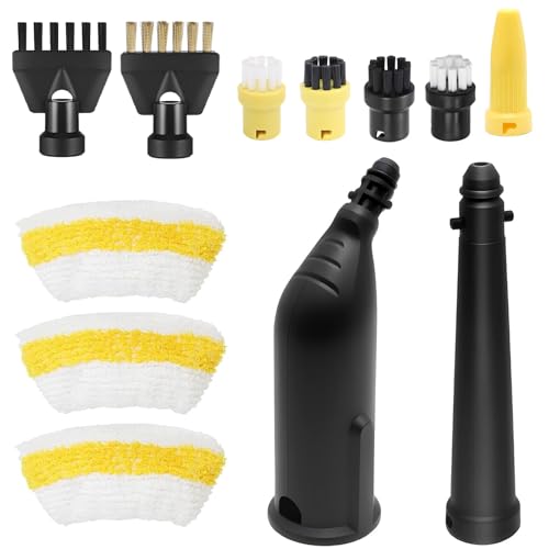 11 accesorios de limpieza a vapor, compatibles con accesorios de limpieza a vapor Kärcher SC1 SC2 SC3 SC4 SC5, cepillo redondo, cepillo plano, boquilla curva, cepillo de vapor manual, funda de paño de