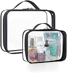BAGSMART TSA Sac de toilette approuvé 2 Pack, Taille Quart Transport-Sur Voyage Maquillage Cosmétiques Organisation de Toilettes pour Femmes, imperméable Aéroport Airline Accessoires, Noir