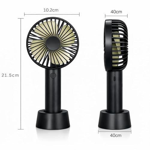 Image of One94Store Portable Mini Fan Black, USB Rechargeable Handheld Fan High Speed Personal Cooling Small Desk Table Fan with Stand for Home Office Travel Outdoor
