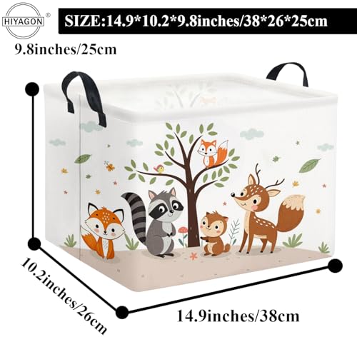 Image of Rectangular Woodland Animal Basket Kids Baby Storage Basket Storage Bin Organizer Box Animal Room Decor(Spring Animal)