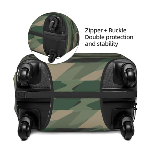 Jungle Green Camo Usa Flag Print Luggage Cover For Suitcase,Washable Elastic Travel Suitcase Protector With Zipper Closure And Bottom Buckle – Fits 18-32" Luggage-Medium2