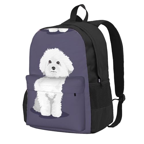 Sac à dos d'école Bichon frisé pour ordinateur portable 15 pouces homme et femme