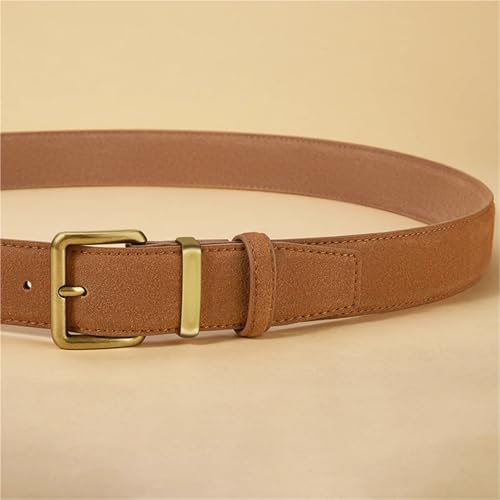 Luxury Suede Cowhide Leather Belt For Women, Vintage Style With Gold Buckle, 3.5cm Wide Waistband For Dresses & Jeans2