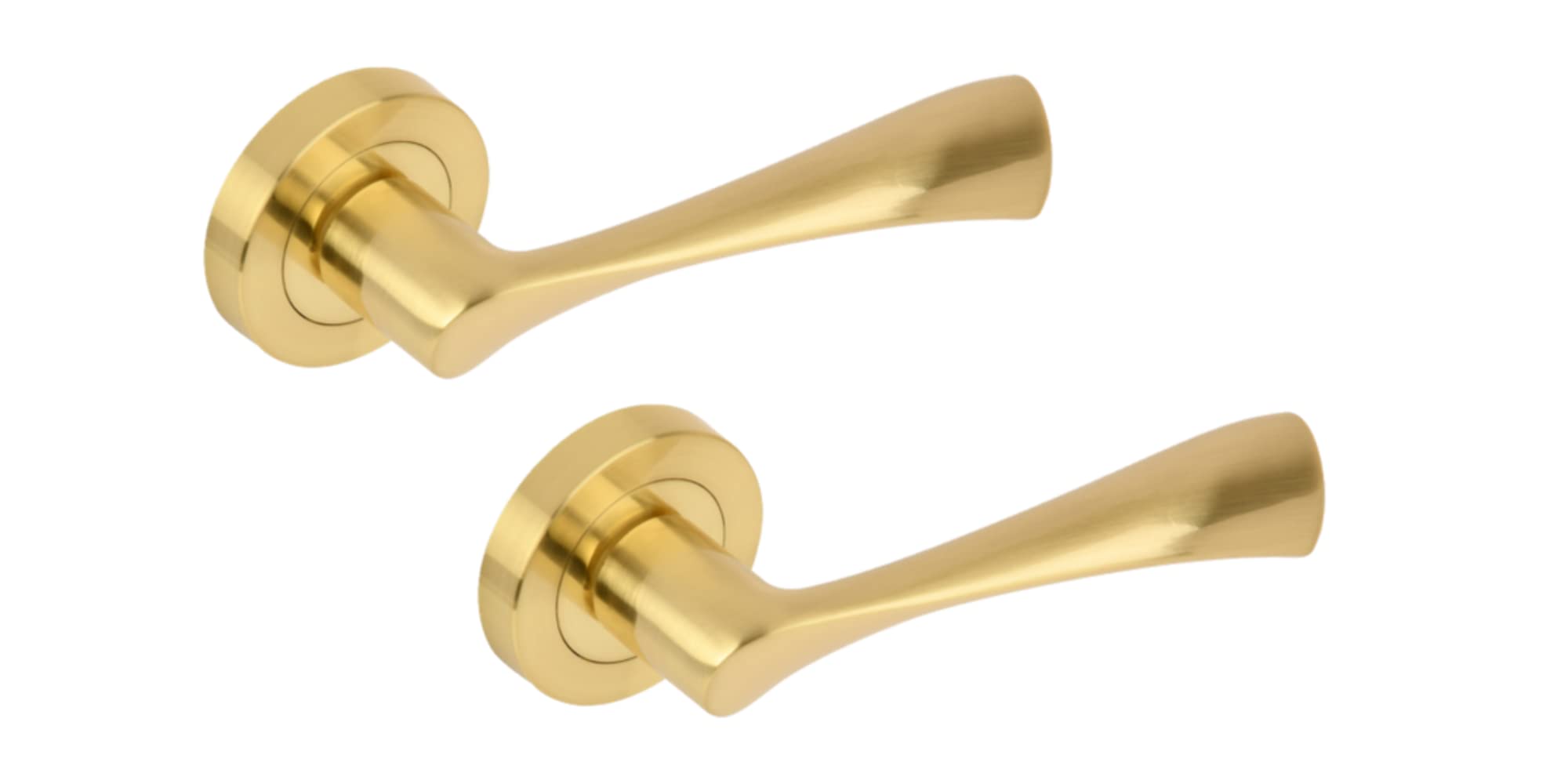 Hunta HANDLEZONE® Zena Lever On Round Rose Door Handles, Internal Passage Latch Handles, 1 Set - Brushed Brass