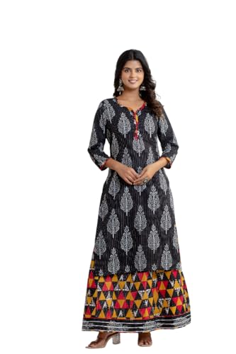 Image of KANNAHI Women Pure Cotton Blue and Rust Ethnic Motif Ajrakh Handblock Printed Kurta Set
