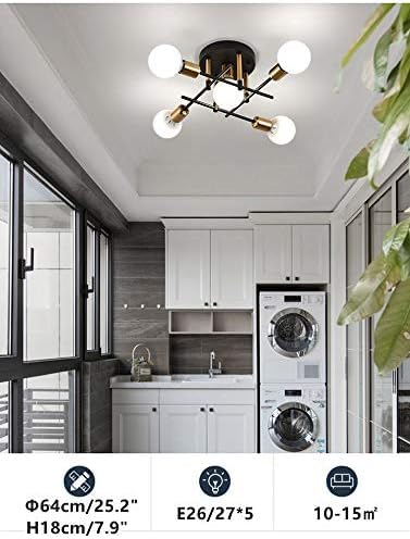 Lustre Sputnik E27 à 5 bras réglables pour plafonnier moderne - 4