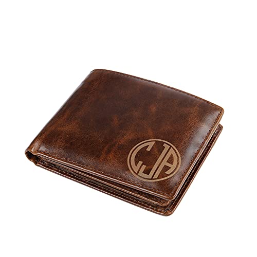 Glooraca Custom Engraved Wallet for Men Personalized Leather Wallet Personalized Birthday Christmas Father's Day Gifts for Men Husband Boyfriends