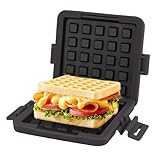 HeMaSe Microwave Toastie Sandwich Maker, Nonstick Plate Panini Maker, Versatile Wireless Small Toaster, Toastie Safe in Microwave Oven, Dishwasher Safe, Fast Cooking for Breakfast, Waffle Black