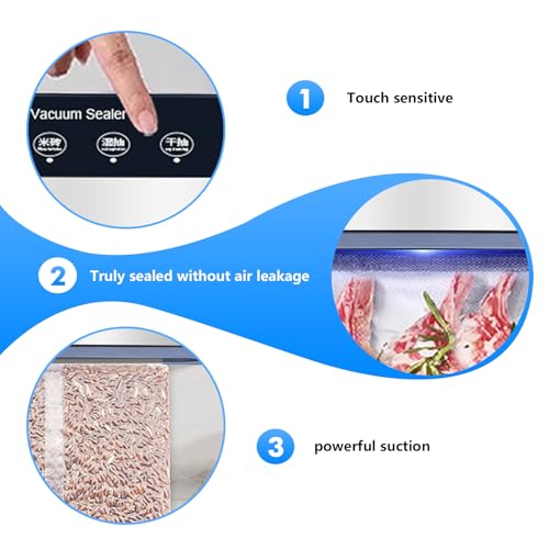 Envasadora al vacío 6 en 1, envasadora al vacío de alimentos, máquina de envasado al vacío multifuncional, sellador al vacío rápido y compacto, para seco, humedad, frescura, 50 bolsas de vacío - imagen 4