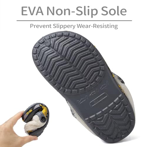 Image of Toddler Lined Clog Slippers Winter Garden Sandals Kids House Shoes Warm Slip On Sneakers Cartoon Slides for Boys and Girls Children Indoor Outdoor