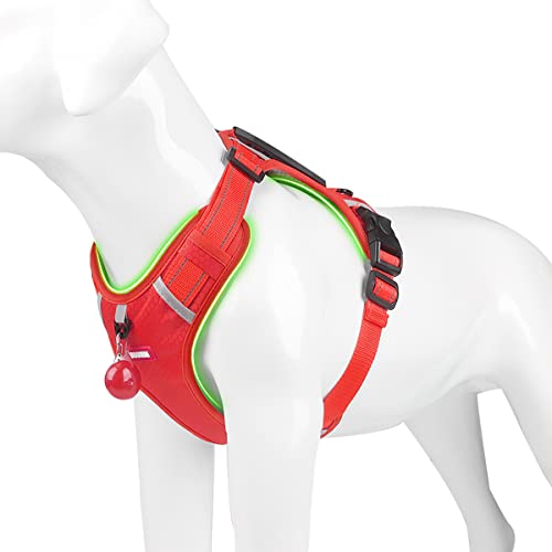 Licheers Dog Harness For Medium Dogs No Pull, Adjustable Soft Padded Medium Dog Harness, No-Choke Front Clip Dog Reflective Harness, Pet Dog Oxford Vest With Easy Control Handle For Walking-Red, M #TOP6