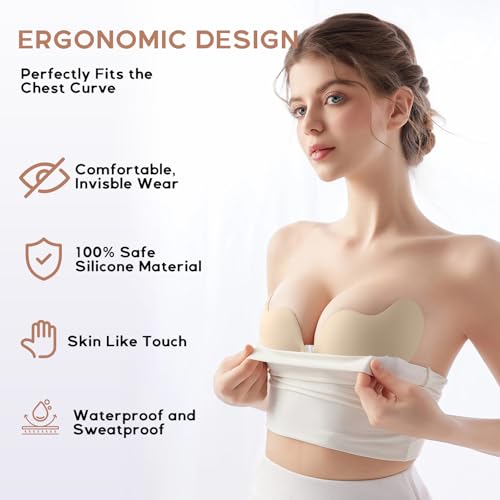 2025 2.0 Sticky Bra Invisible Strapless Adhesive Bra Push Up Reusable Silicone for Women Backless3
