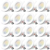 Amico 5/6 inch 5CCT LED Recessed Lighting 16 Pack, Dimmable, IC & Damp Rated, 12.5W=100W, 950LM Can...