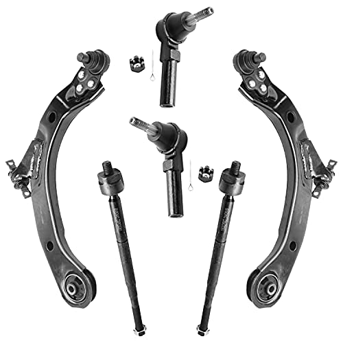 Image of Detroit Axle - 6pc Front End Control Arms Kit for Chevy Cobalt HHR Pontiac G5 Pursuit Saturn Ion 2 Lower Control Arms w /Ball Joints 4 Inner & Outer Tie Rod End Links Replacement - See Fitment