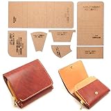 [アイランドパピー] レザークラフト 硬質紙製 型紙 革 長 財布 バッグ カバン 説明シート付き (二つ折り財布コンパクト)