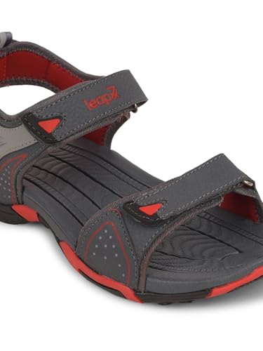 Image of Liberty Leap7x BLAIR-13 Men Sporty Casual Sandals, Black & Grey - Sporty Look Sandals for Men with Velcro Strap - Stylish Sandal for Man - Lightweight and Comfortable Footwear