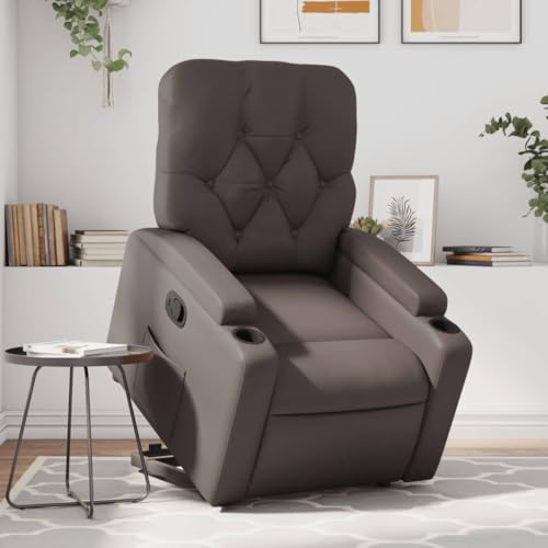 Mimdixy Sillón para salón, sillón de relax con ayuda para levantarse de piel sintética, color marrón