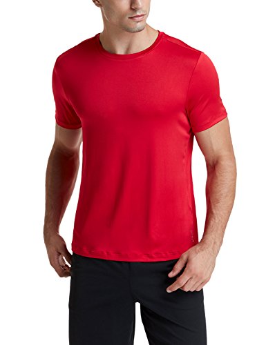 Athlio Men's Workout Running Shirts, Sun Protection Quick Dry Athletic Shirts, Short Sleeve Gym T-Shirts, 3Pack Hyper Dri Black/Blue/Red, X-Large #TOP3