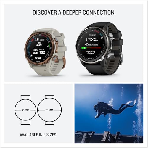 Image of Garmin Descent Mk3i - 51 mm Silver and Black PVD Titanium with Black /Pebble Gray Silicone Band | 51mm Silver and Black Pvd Titanium, Black and Pebble Gray Silicone, 20 Atm, 1.4\ Amoled 454x454