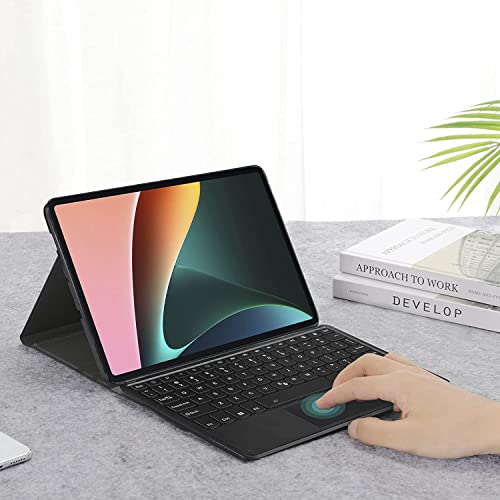 Image of HOM 3 Fold 7-Colour Backlight Detachable Wireless Bluetooth Keyboard with Trackpad /Touchpad Tablet Cover Case for Xiaomi Mi Pad 5 11 inch Inch Tablet - Black (Will Not Fit Xiaomi Pad 6)