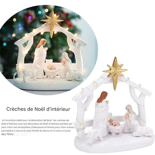 Scène de la Nativité compacte pour décorer facilement table, bureau et petits espaces de Noël - 5