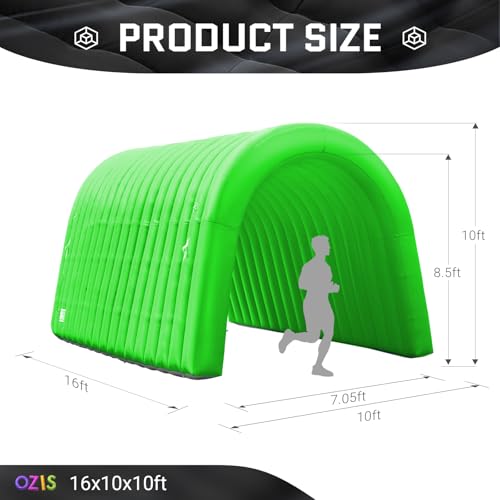 Image of OZIS 16Ft Inflatable Tunnel Entrance Sports with Installed Blower Inflatable Football Tunnel Tent Entryway for Business Advertising Event Exhibition Promotion(Green,16x10x10Ft)
