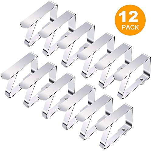Preisvergleich Produktbild YOUknow Tischdeckenklammer, 12er Edelstahl Tischtuch Klammer, Tischtuchklammer, Cuisine Tischtuchhalter Tischtuch Clips Tischdecke Clips für Restaurant,Partys,Picknicks Buffets - Silber
