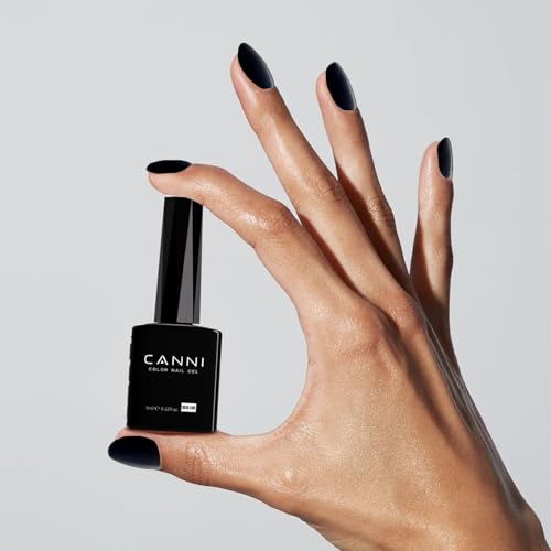 Image of CANNI Black Gel Nail Polish, 1Pcs Pure Black Gel Polish Color High Gloss Soak Off U V Nail Manicure Salon DIY