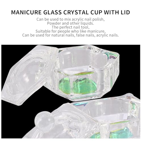Unomor 2 piezas vasos de cristal para manicura y arte de uñas miniatura 7