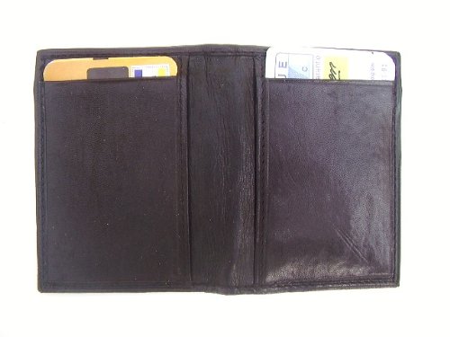 Dangerous Threads Mens Black Leather Lamb Mini Bifold Wallet 7763