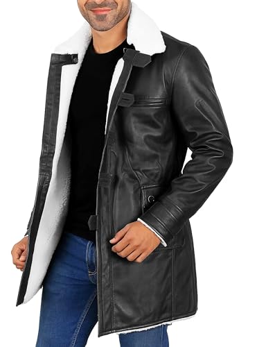 Real Sheepskin Long Distressed Brown Fur Shearling Leather Trench Coat – Men's Winter Jacket/Vest/Pants2