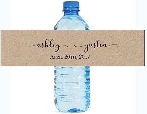 100etiquetas de botella de agua de elegancia de aniversario de boda fiesta de compromiso kraft despedida de soltera