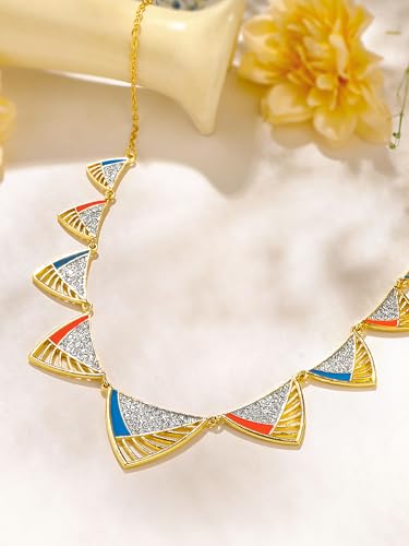 Image of Yellow Chimes Choker Necklace For Women | Fashion Golden White Stone Necklace For Girls | Glam Chains | Gold Plated Neck Chain For Women | Birthday Gift for Girls Anniversary Gift for Wife