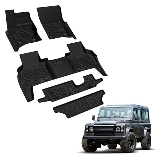 Image of LASFIT Floor Mats for Defender 110 2020-2026 7 Seats, with Cargo Mat | 3rd Row Equipped, 7 Seats Only, for Land Rover 3-Row Floor Liners, Trunk Cargo Mat, Premium TPE Liners, Full Edge Coverage