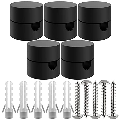 OASHISU 5 Stück Zweiteilige Wand- und Deckenpins [Schwarz, ABS-Kunststoff] für Textilkabel Deckenbefestigung Affenschaukel Aufputz-Kabelhalter für Lampe DIY mit Schrauben und Dübeln