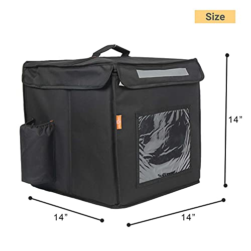 Image of Polyester Maxim Insulated Water Stain Repellent Modern Food Pizza Courier Delivery Bag 45 Litres 14X14X14 Inches (Large, Black)