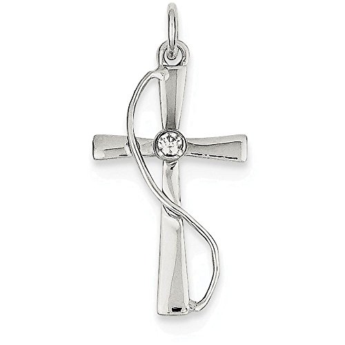 FJC Finejewelers Sterling Silver Cubic Zirconia Cross Pendant Necklace Chain Included