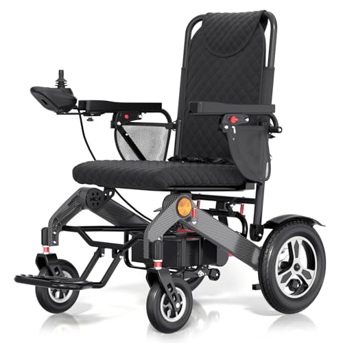 Long Travel Range, Electric Wheelchair for Adults Intelligent Power Wheelchairs Lightweight Foldable All Terrain Motorized Wheelchair for Seniors Compact Portable